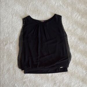 Elegant Black Chiffon Sleeveless Top